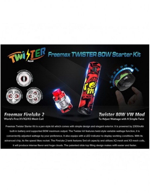 FREEMAX Twister 80W Kit 2300mAh With 5ml Fireluke 2 Tank