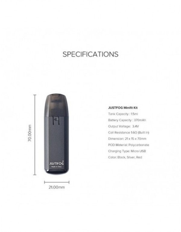 JUSTFOG Minifit Kit 370mAh AIO Pod System 1.5ml Capcity