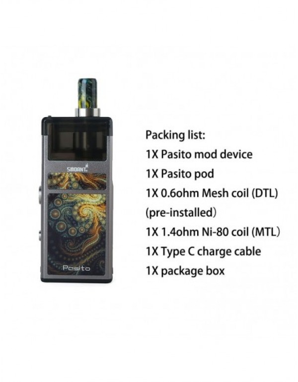 Smoant Pasito Rebuildable Pod System Box Mod Kit 1100mAh