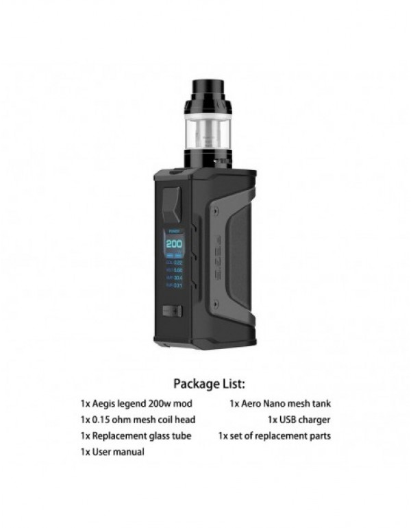 GeekVape Aegis Legend 200W TC Kit & Aero Mesh ...