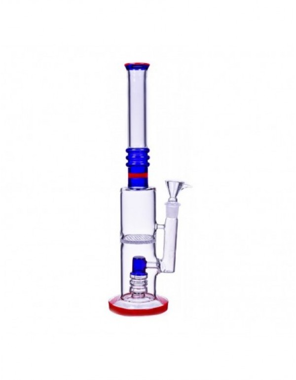 Dual Perc Cylinder Base Bong 16 Inches