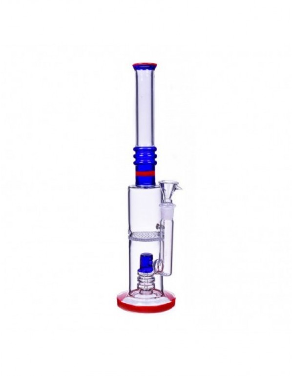 Dual Perc Cylinder Base Bong 16 Inches