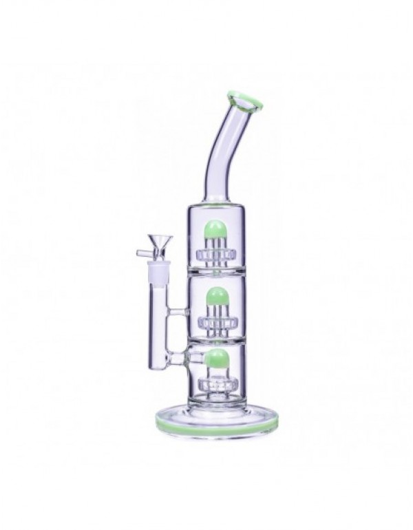 The Defender Triple Inline Showerhead Bong 14 Inch...