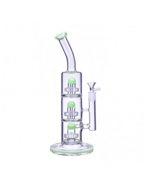 The Defender Triple Inline Showerhead Bong 14 Inches