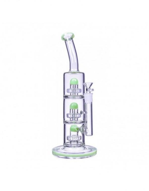 The Defender Triple Inline Showerhead Bong 14 Inches